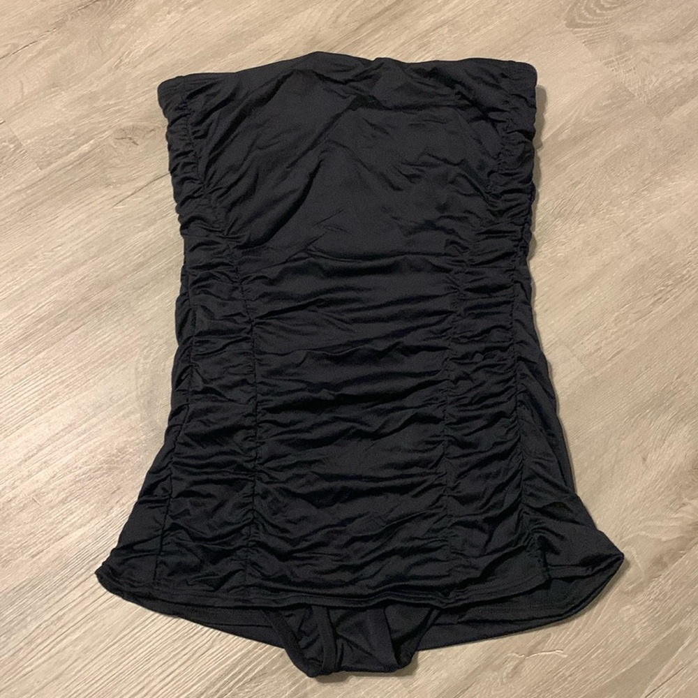 Black Ruched Bathing Suit